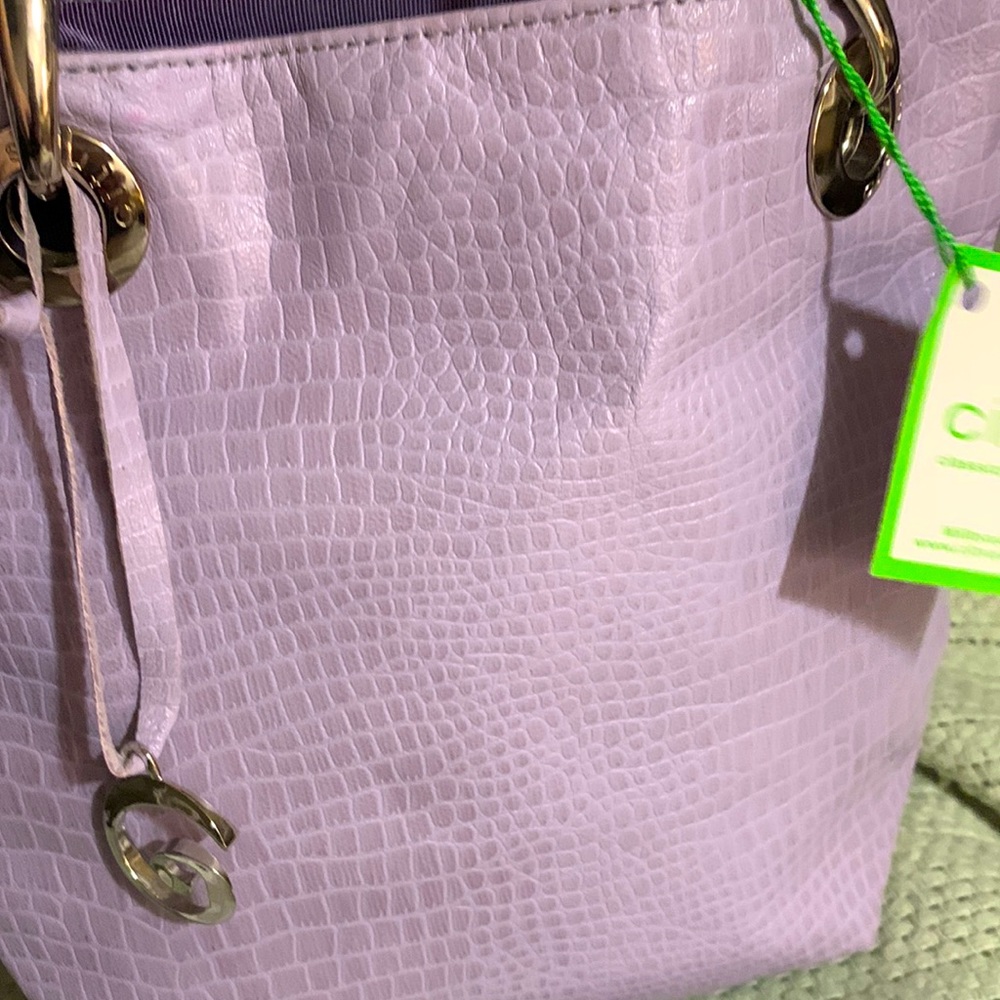 CITRUS brand Softest Bikini Embossed Croco Leather mini tote Lavender Handbag👛